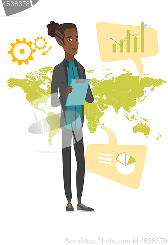 Image of African businessman working in global business.