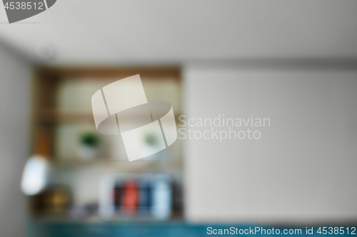 Image of Blurred view of interior modern, stylish kitchen