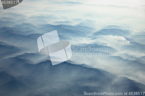 Image of Carpathian Mountains from above at winter