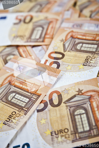 Image of Fifty euro banknotes background. 