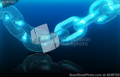 Image of Realistic chain made from line and dot connection. Triangular de