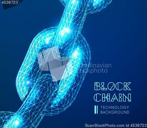 Image of Realistic chain made from line and dot connection. Triangular design. Block chain concept. Vector illustration for the concept of networking or teamwork