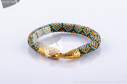 Image of Small designer bead bracelet with snake clasp