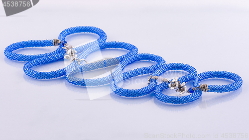 Image of Handmade designer blue bead necklace of blue color