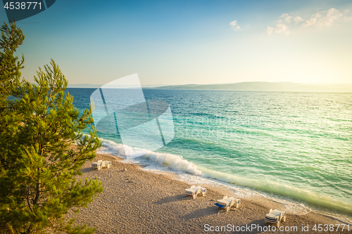 Image of Beach in croatian coast, blue sea