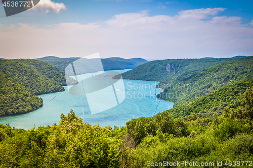 Image of Limski Canal also called Limski Fjord in Istria near Rovinj. Adriatic Sea, Croatia.