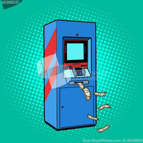 Image of ATM money. cash theft issuance loss