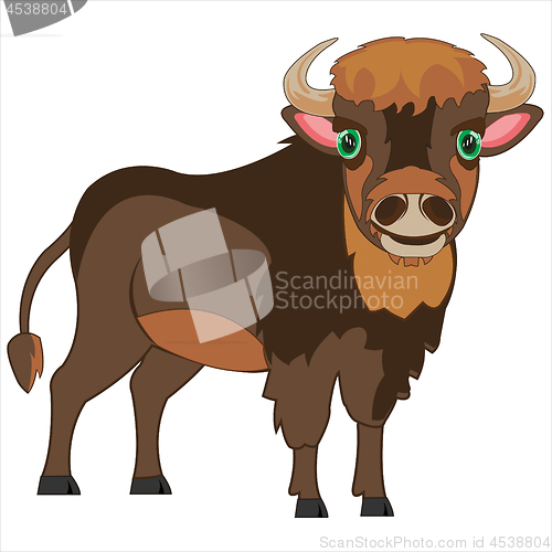 Image of Cartoon animal bison on white background is insulated