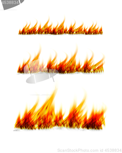 Image of Fiery flames on a white background. Fire bonfire. Vector illustration