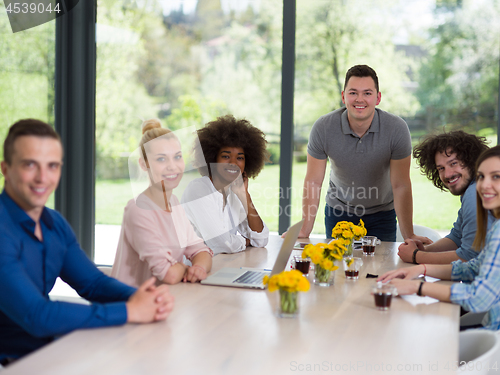 Image of Multiethnic startup Business Team At A Meeting at modern office 
