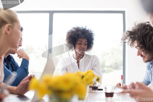 Image of Multiethnic startup business team on meeting