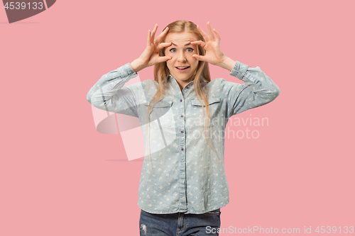 Image of The young beautiful woman looking into the distance