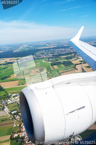 Image of view thru an airplane window