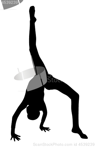 Image of Gymnast girl making handstand