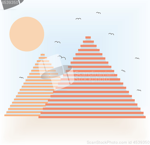 Image of Abstract pyramids in desert