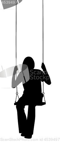 Image of Young woman sitting on a swing