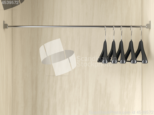 Image of Empty hangers in the wardrobe