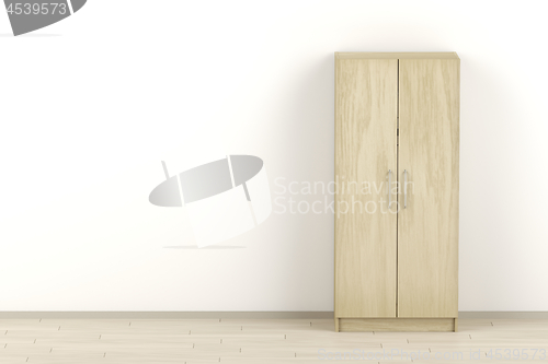 Image of Wood wardrobe in the room