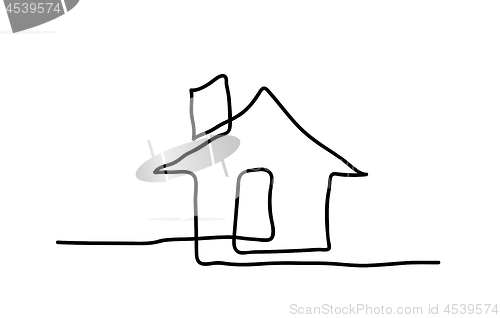 Image of Drawing a continuous line of the house. Vector