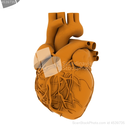 Image of Yellow human heart. 3d illustration