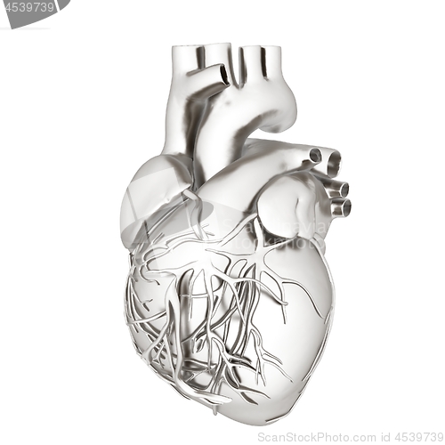 Image of Metall heart. 3d render