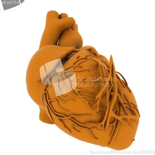 Image of Yellow human heart. 3d illustration