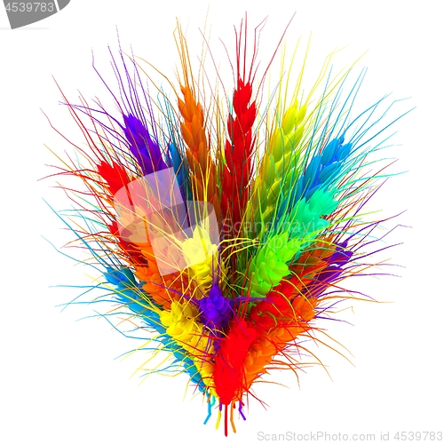 Image of Colorful spikelets design. 3d render