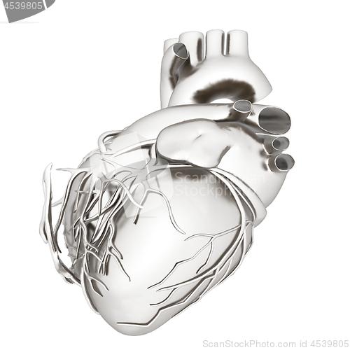 Image of Metall heart. 3d render