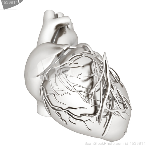 Image of Metall heart. 3d render