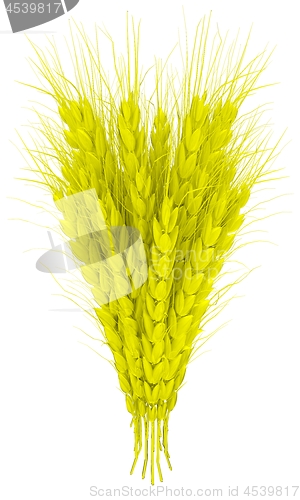 Image of Wheat ears spikelets with grains. 3d render