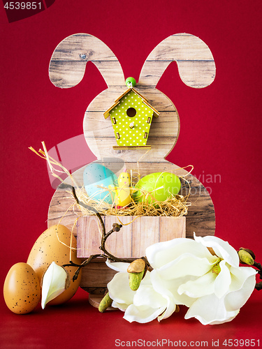 Image of Easter bunny greeting decoration arrangement