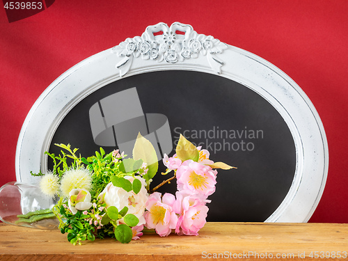Image of Spring decoration flowers and vintage frame