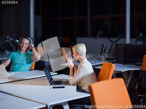 Image of designers in the night startup office