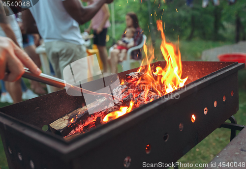 Image of warm fireplace with lots of trees ready for barbecue