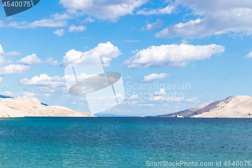 Image of Rucica beach on dry rocky Pag island, Croatia