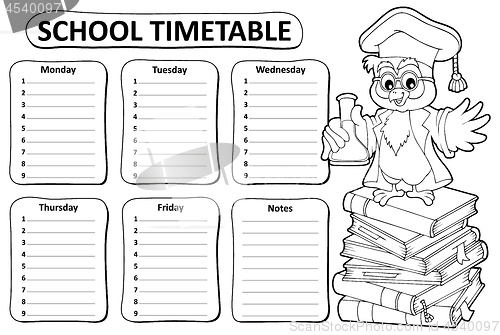 Image of Black and white school timetable topic 4