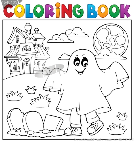 Image of Coloring book boy in ghost costume 1