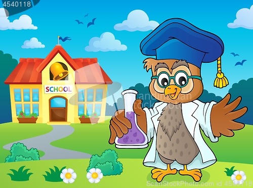 Image of Owl teacher with chemical flask theme 4