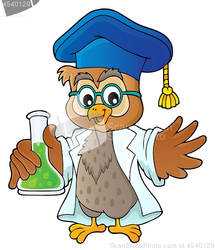 Image of Owl teacher with chemical flask theme 1