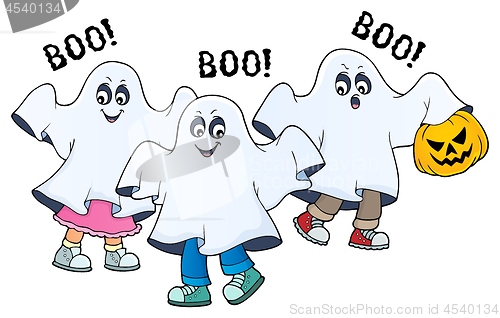 Image of Kids in ghost costumes theme image 2