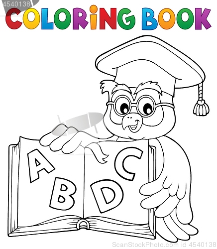 Image of Coloring book owl teacher theme 4