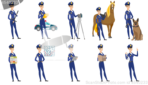 Image of Vector set of police woman characters.