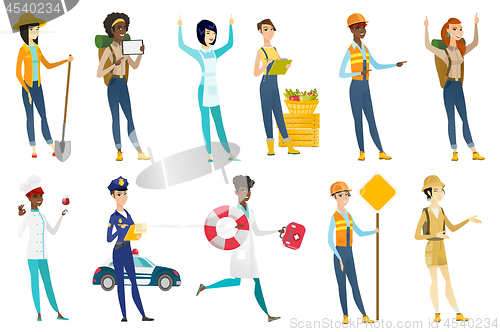 Image of Professional women vector illustrations set.