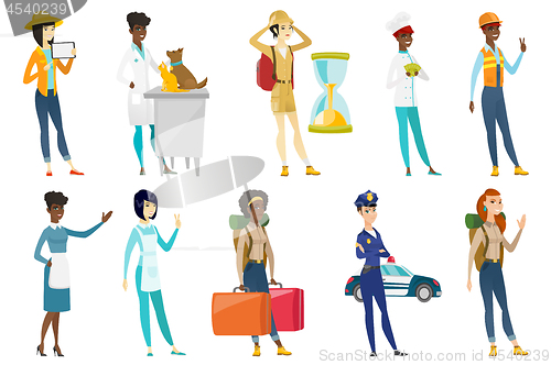 Image of Professional women vector illustrations set.