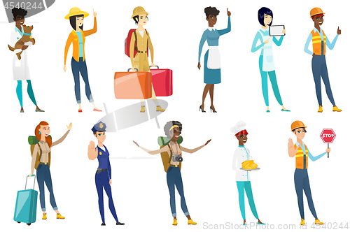 Image of Professional women vector illustrations set.