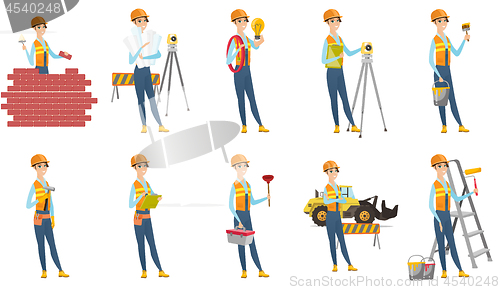 Image of Vector set of builder characters.