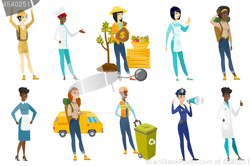 Image of Professional women vector illustrations set.