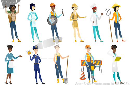 Image of Professional women vector illustrations set.