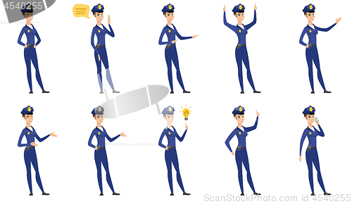 Image of Vector set of police woman characters.