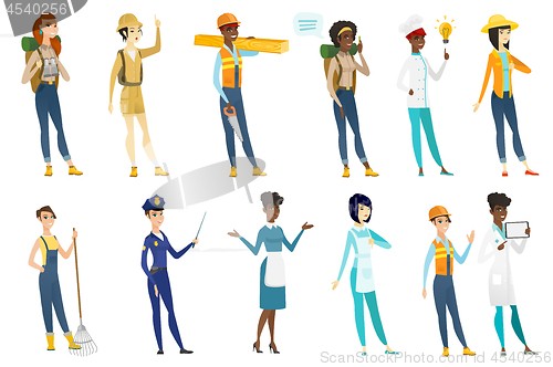 Image of Professional women vector illustrations set.